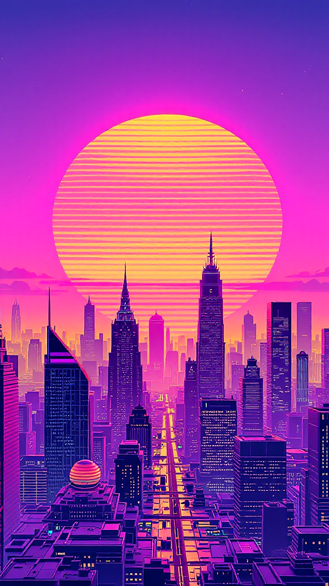 Synthwave Skyline Grid